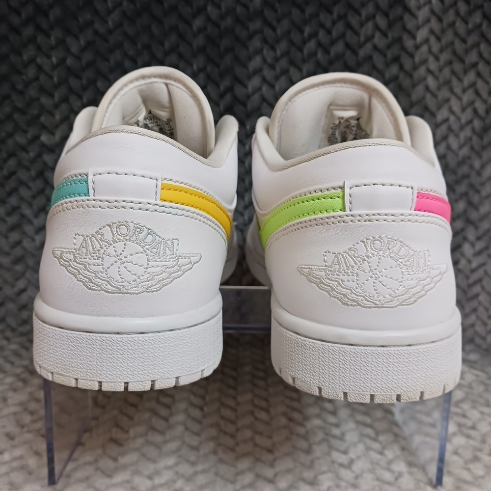 Air Jordan 1 Low White Multi Color Swoosh Men's Sneakers Shoes Size 8 - Picture 3 of 14